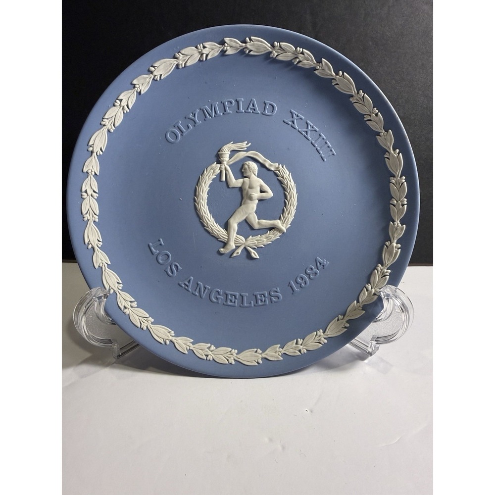 Wedgwood Blue Jasperware 6.75" Los Angeles Olympics 1984 Commemorative Plate